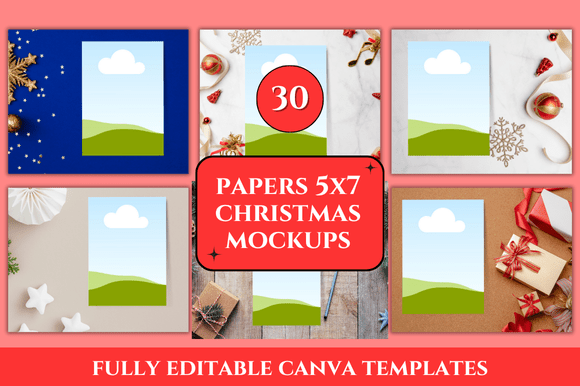 30 Christmas Paper Mockup Canva