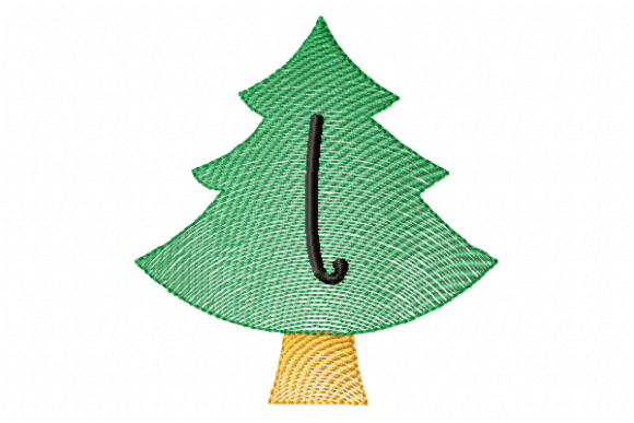 Christmas Tree Letter L: A Practical Embroidery Asset for Holiday Apparel