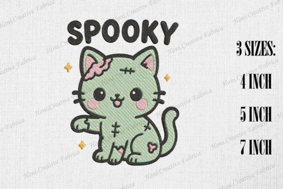 Cute Zombie Cat Spooky Halloween: A Practical Embroidery Asset for Seasonal Creativity