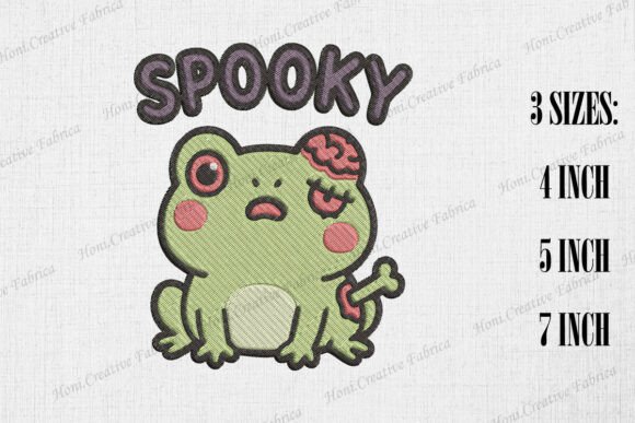 Cute Zombie Frog Spooky Halloween: A Versatile Embroidery Design for Seasonal Creativity and Commercial Craftsmanship