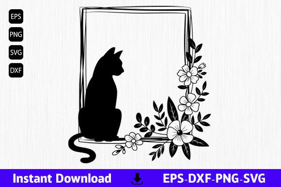 Floral Cat SVG & Cat and Flower SVG: Instant Digital Designs for Creative Projects