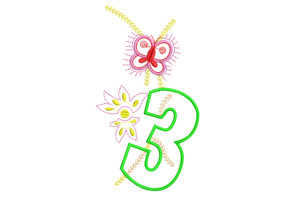 Floral Number 3 Embroidery Design