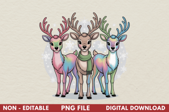 Holographic Pastel Christmas Reindeer