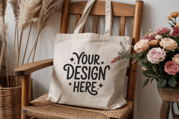 Natural Canvas Tote Bag Mockup 15