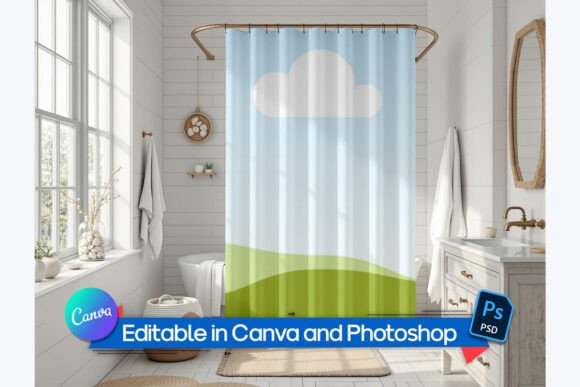 Neutral Shower Curtain Mockup