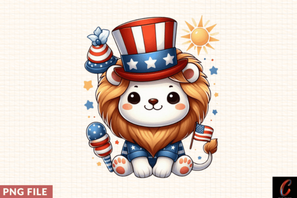 Patriotic Lion Clipart PNG, USA Lion PNG: A Versatile Design Asset for Creative Professionals and Educators