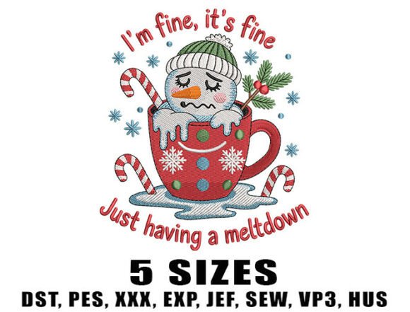 Snowman Hot Cocoa Embroidery Design