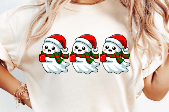 Three Adorable Ghosts Clipart PNG Design