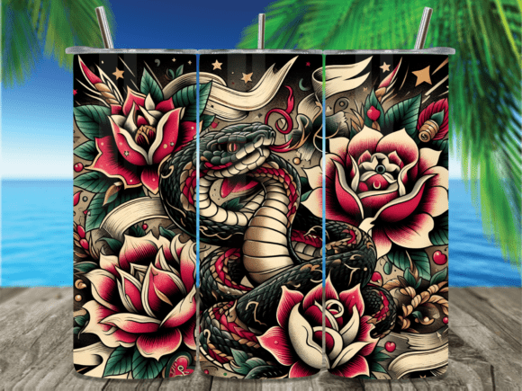 Traditional Tattoo Snake Tumbler Wrap