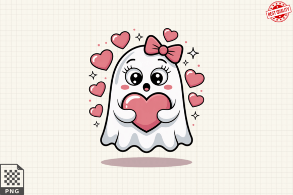 Valentine's Day Cute Ghosts Clipart PNG
