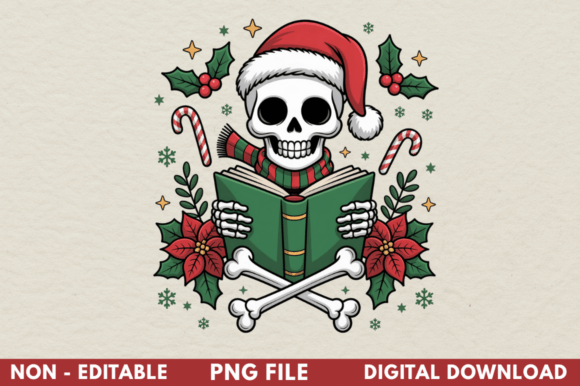 Vintage Christmas Skeleton Clipart PNG