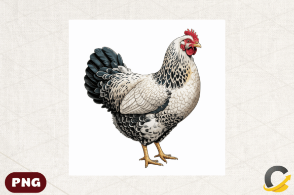 Watercolor Chicken Farmhouse Clipart PNG