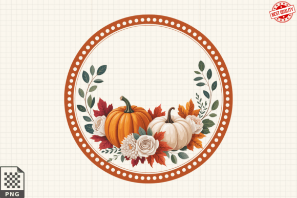 Watercolor Pumpkin Fall Frame Clipart PN